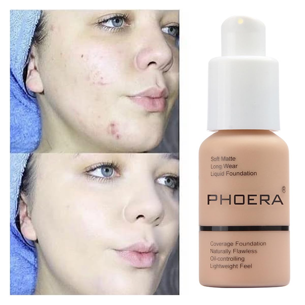 WFWJ Phoera Foundation 2 Pack Buff Beige – Full Coverage Matte Foundation with Oil Control