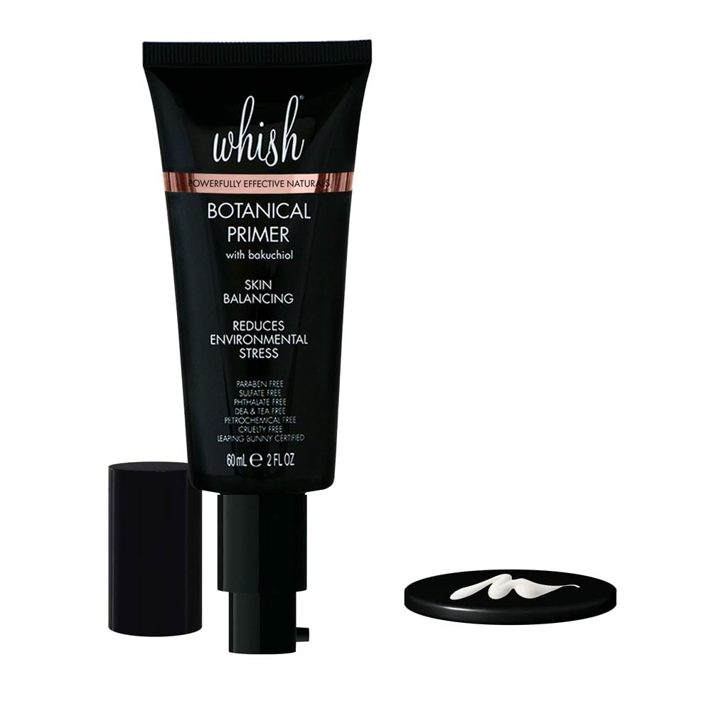 Whish Botanical Primer with Bakuchiol – Hydrating Makeup Primer for All Skin Types | Paraben & Sulfate Free | 2 oz