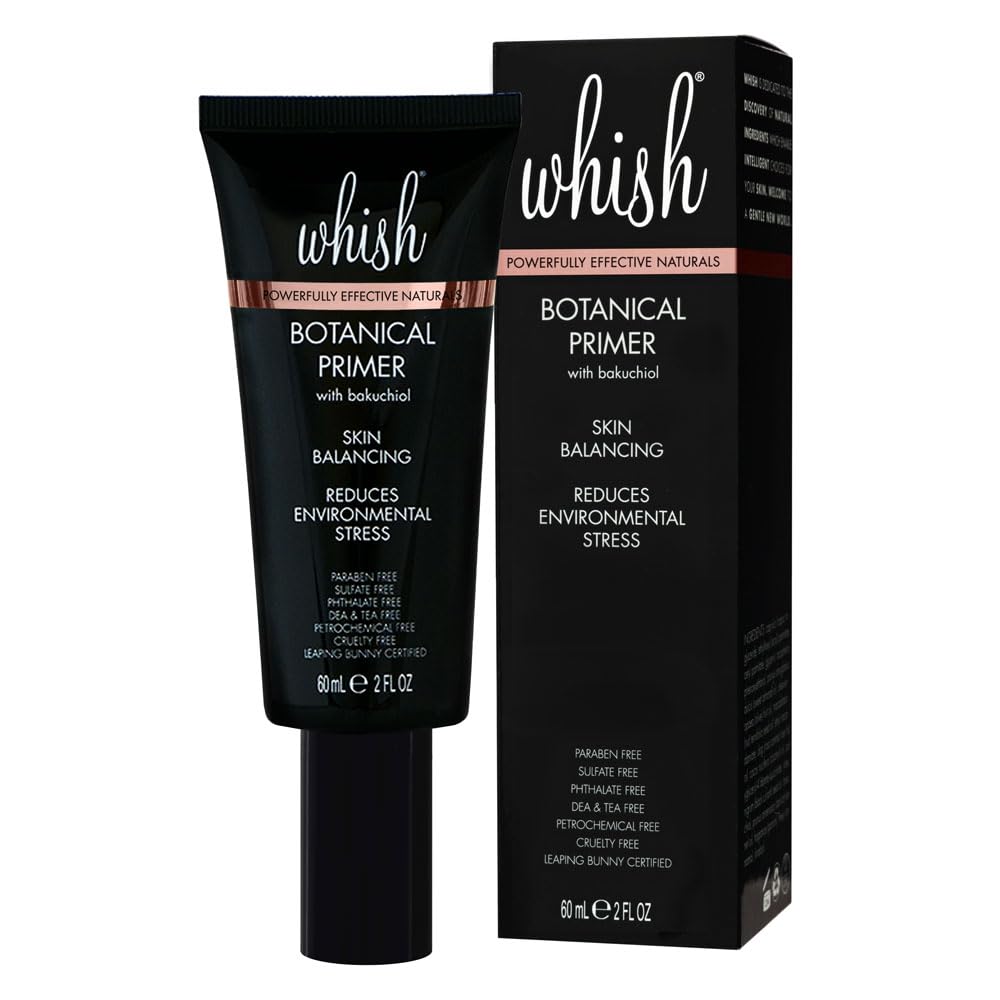 Whish Botanical Primer with Bakuchiol – Hydrating Makeup Primer for All Skin Types | Paraben & Sulfate Free | 2 oz