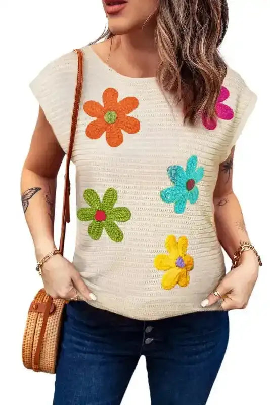 Flower Crochet Knit Tank Top Women UK