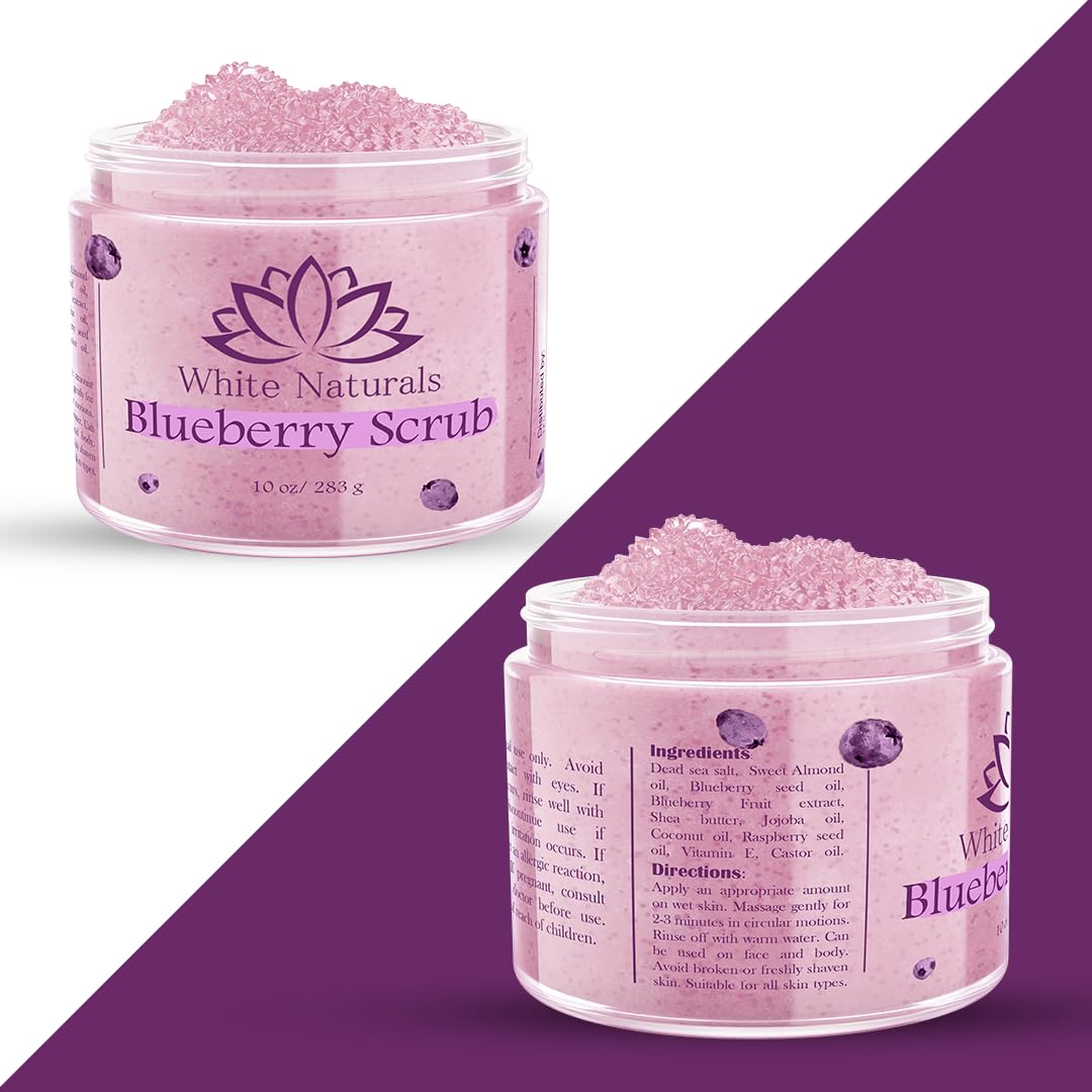 White Naturals Blueberry Body Scrub – Organic Exfoliant for Soft Skin