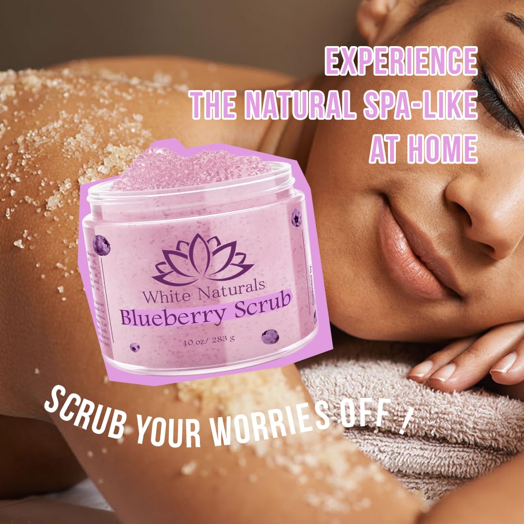 White Naturals Blueberry Body Scrub – Organic Exfoliant for Soft Skin