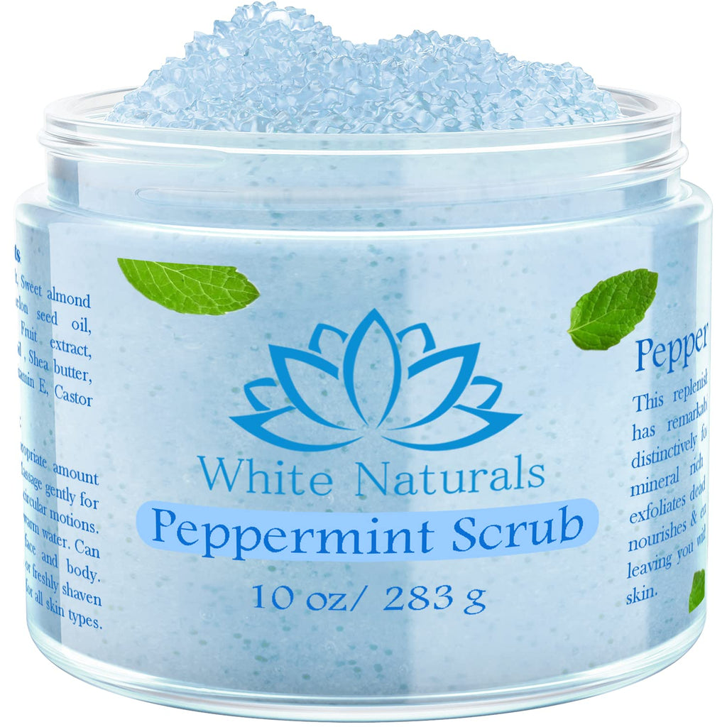 White Naturals Pure Peppermint Scrub – Moisturizing Exfoliator for Face & Body