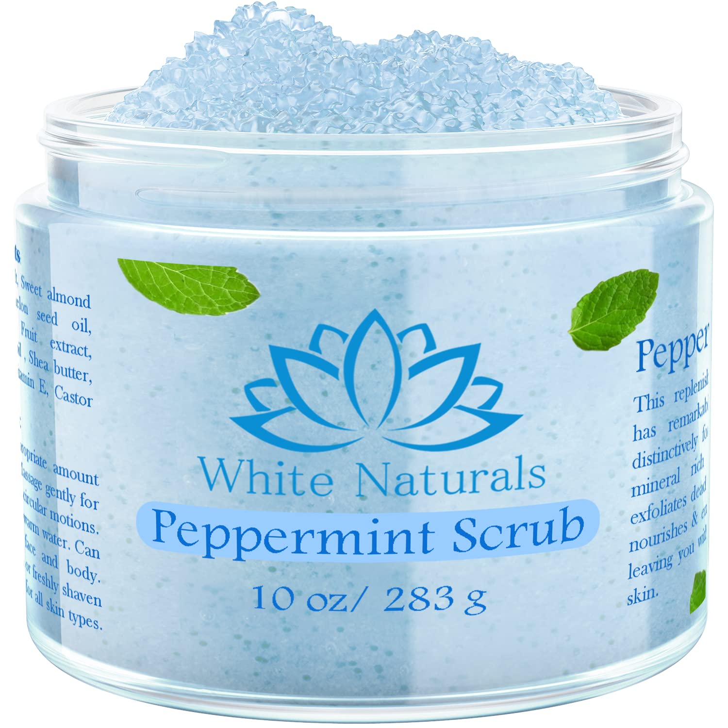 White Naturals Pure Peppermint Scrub – Moisturizing Exfoliator for Face & Body
