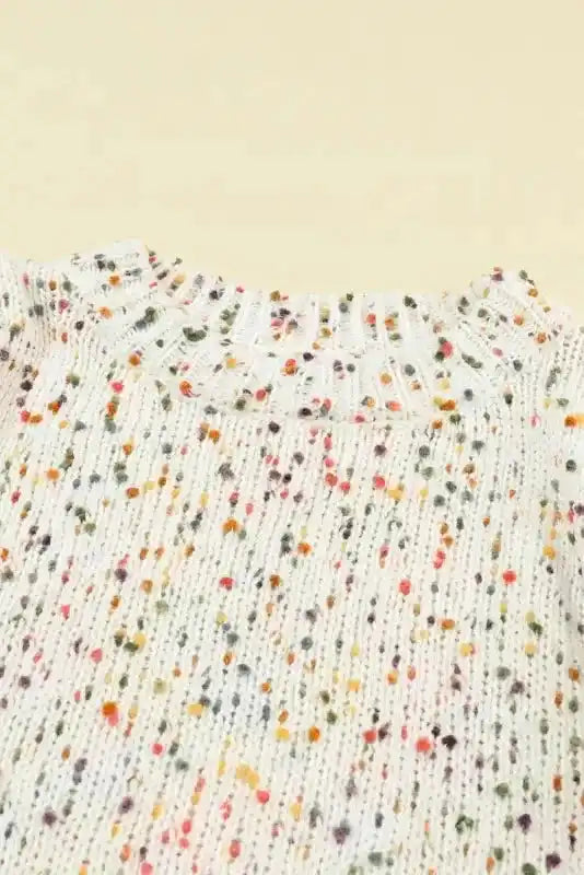 White Pilling Detail Patterned Sleeve Sweater
