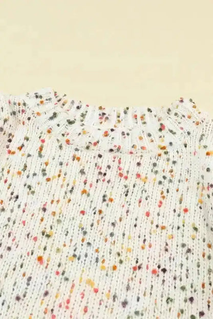 White Pilling Detail Patterned Sleeve Sweater
