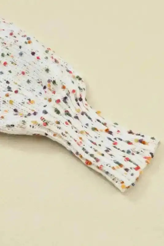 White Pilling Detail Patterned Sleeve Sweater