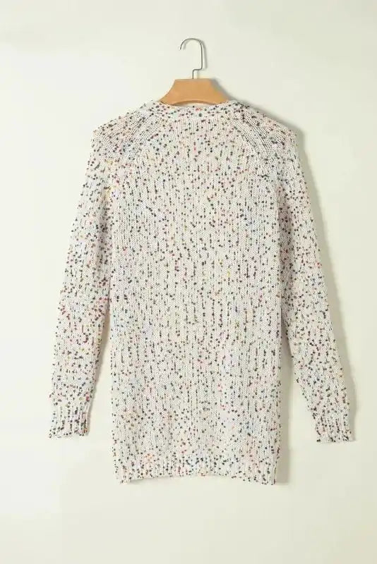 White Pilling Detail Patterned Sleeve Sweater