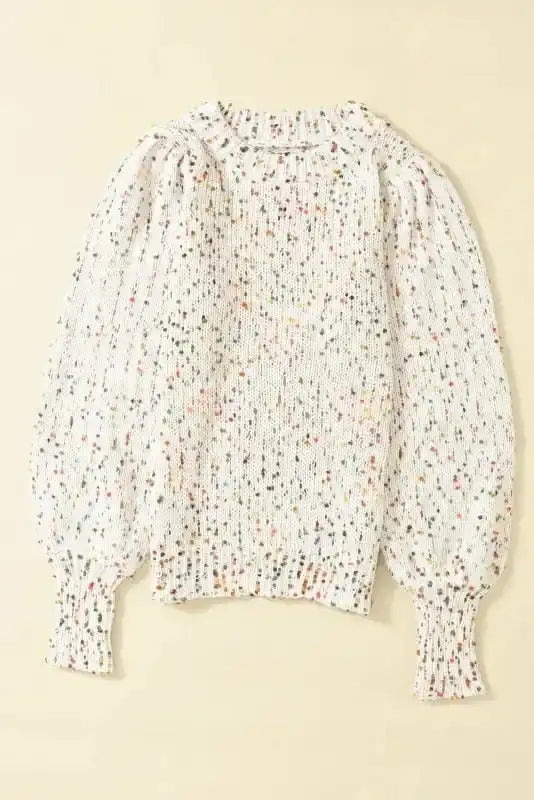 White Pilling Detail Patterned Sleeve Sweater