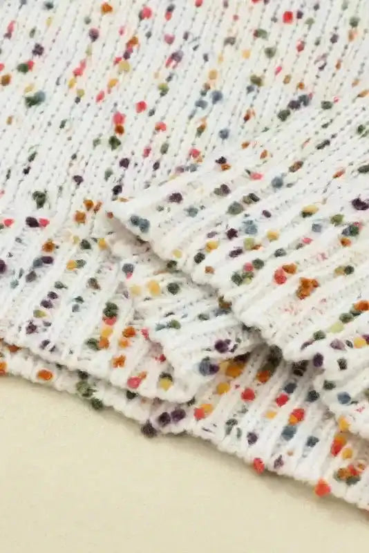 White Pilling Detail Patterned Sleeve Sweater