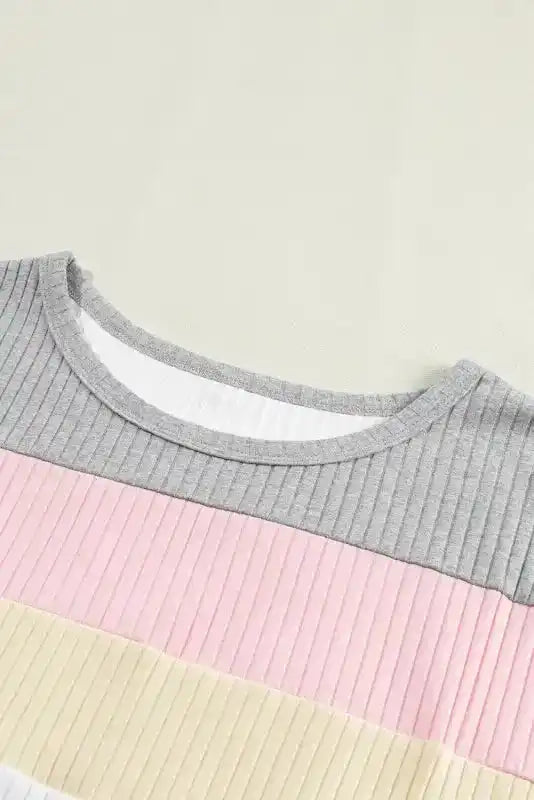 Ribbed Colour Block Patchwork Top Women UK