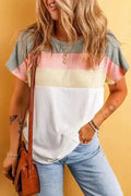 Ribbed Colour Block Patchwork Top Women UK