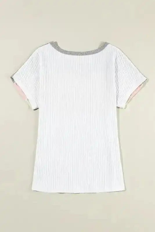 Ribbed Colour Block Patchwork Top Women UK