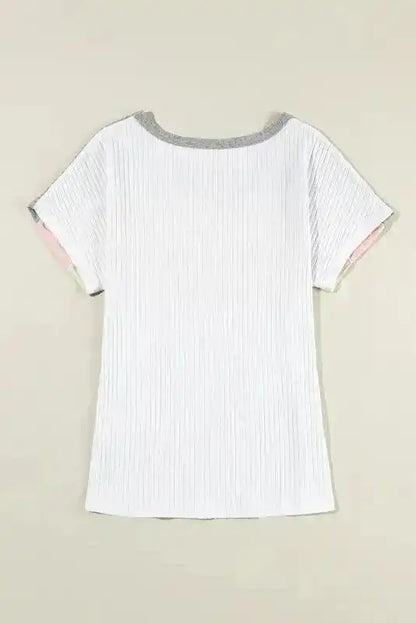 Ribbed Colour Block Patchwork Top Women UK