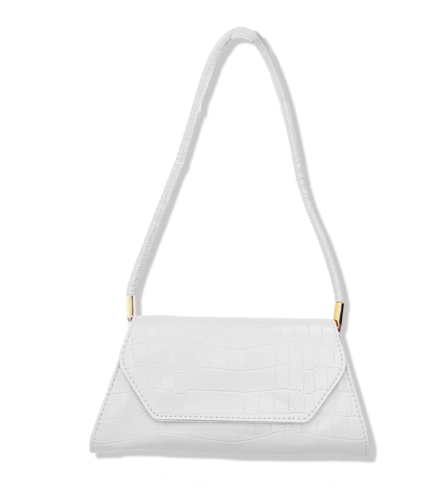 Caprilite Shoulder Bag Handbag White Crocodile Embossed