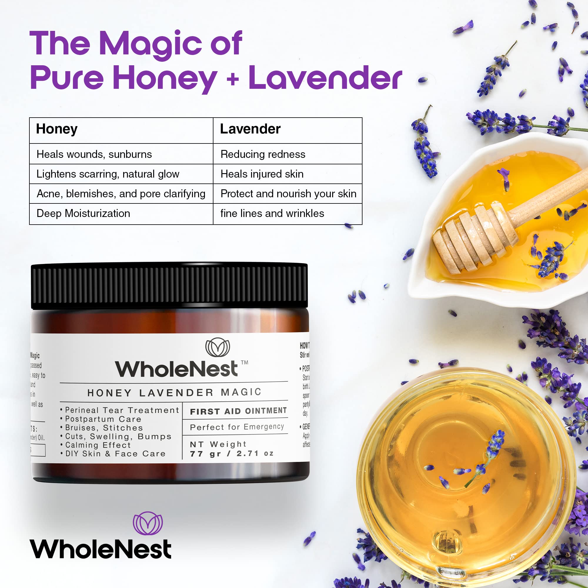 WholeNest Honey Lavender Perineal Balm — Multi-Purpose Natural Healing