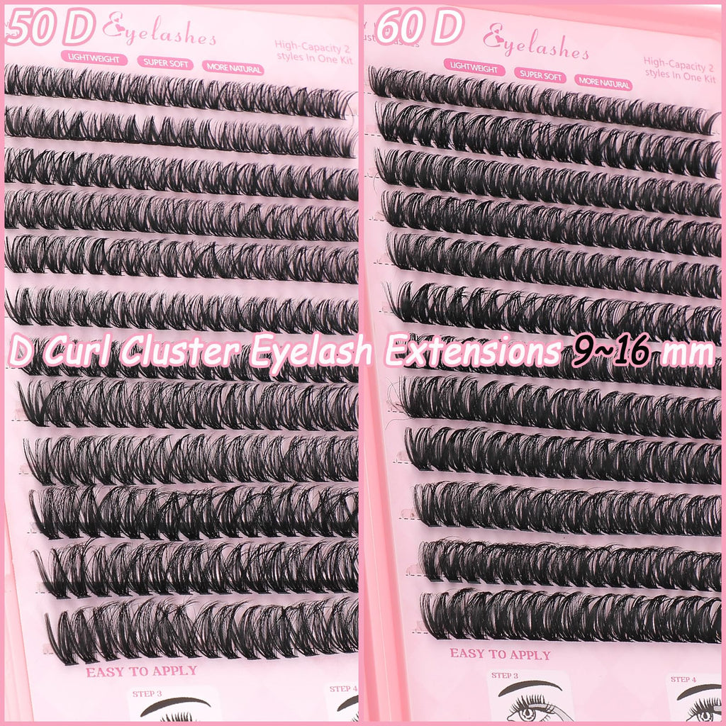 WIGICD Lash Clusters Kit – 480 Pcs D Curl Fluffy Wispy Extensions (9–16mm)