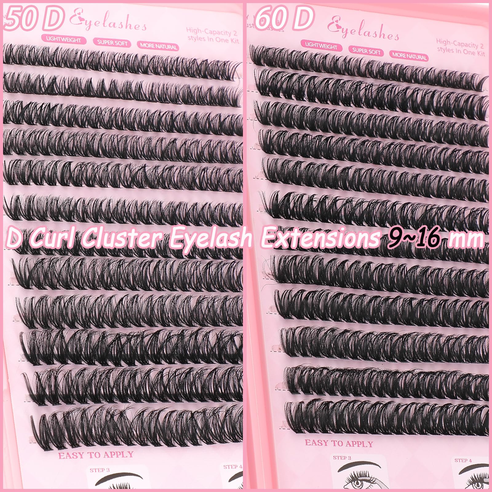 WIGICD Lash Clusters Kit – 480 Pcs D Curl Fluffy Wispy Extensions (9–16mm)