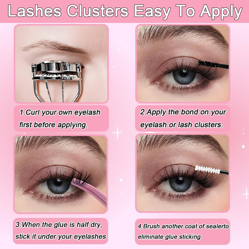 WIGICD Lash Clusters Kit – 480 Pcs D Curl Fluffy Wispy Extensions (9–16mm)