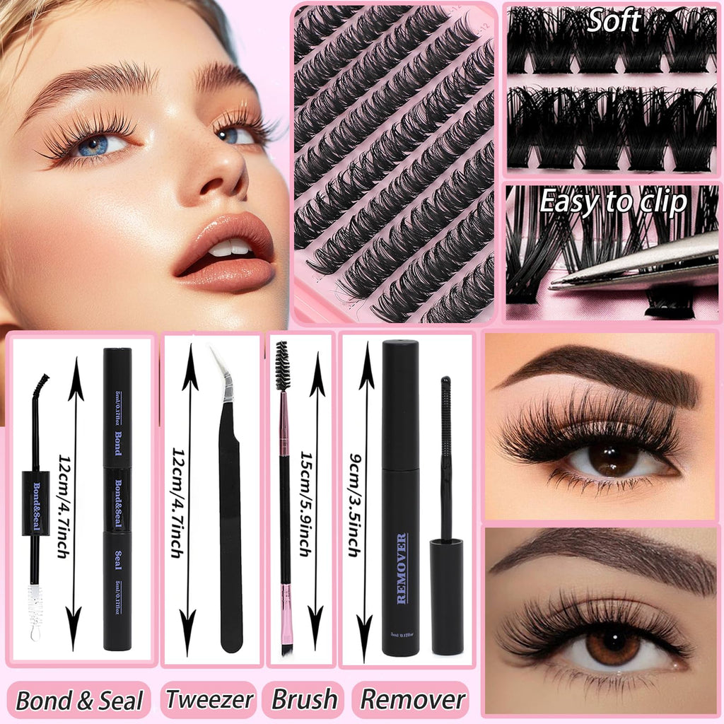 WIGICD Lash Clusters Kit – 480 Pcs D Curl Fluffy Wispy Extensions (9–16mm)