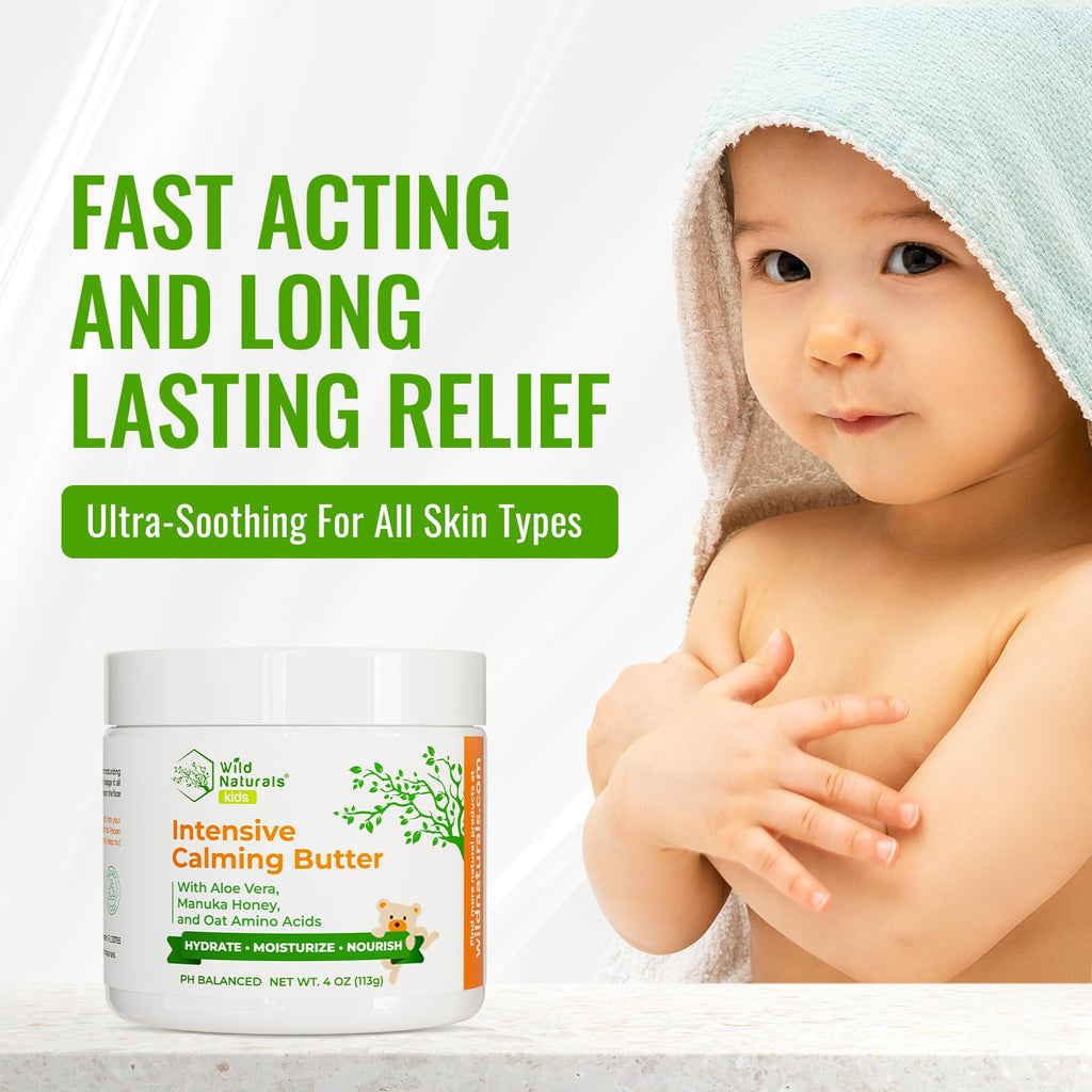 Wild Naturals Baby Eczema Cream - Gentle 4oz Moisturizer for Dry, Itchy Skin & Diaper Rash