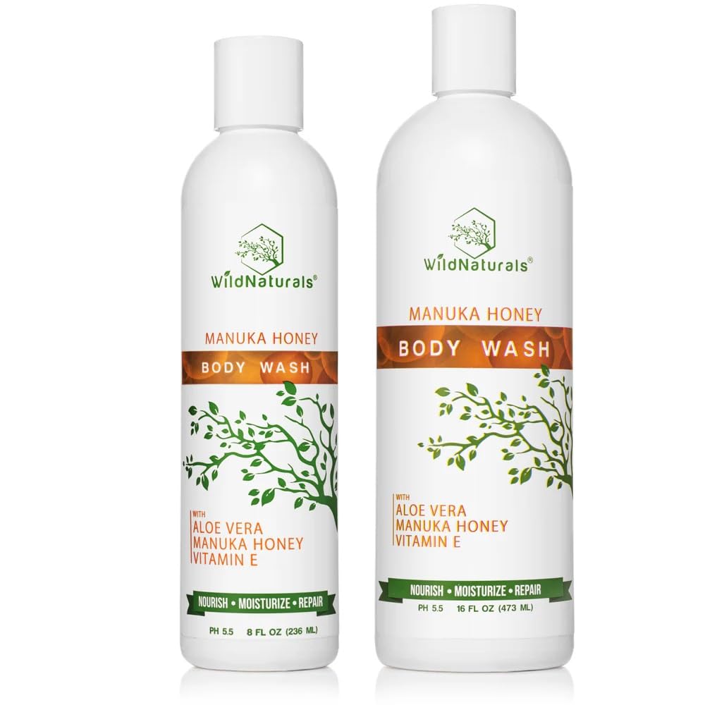 Wild Naturals Manuka Honey Body Wash – Organic, Sulfate-Free (UMF 12+), for Eczema & Psoriasis