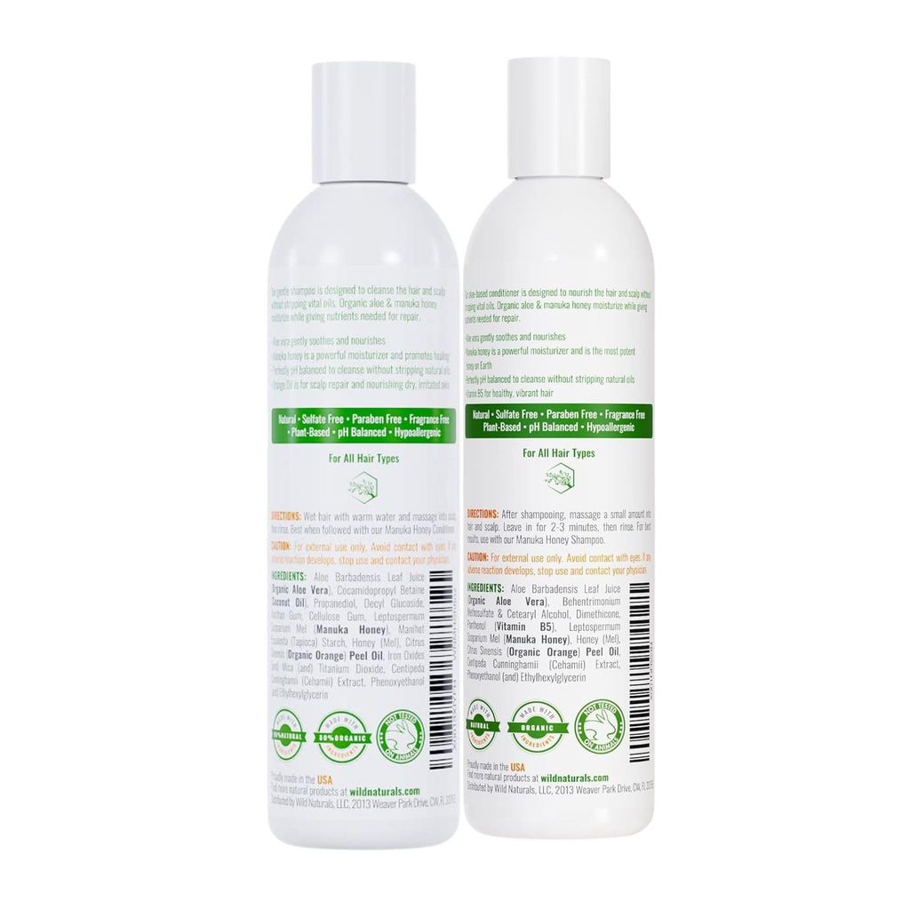Wild Naturals Manuka Honey Shampoo & Conditioner – Soothing, Color-Safe All-Natural Set