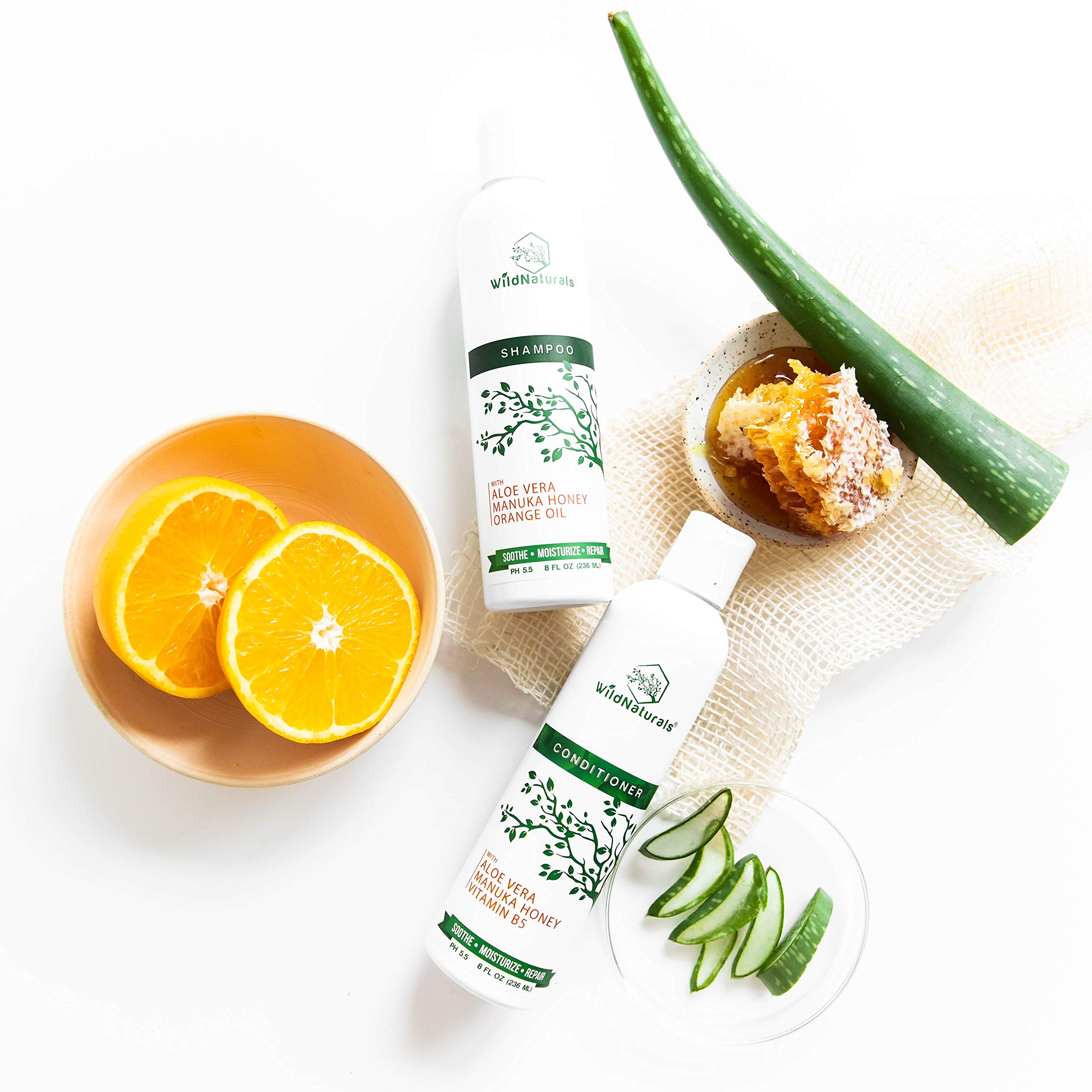 Wild Naturals Manuka Honey Shampoo & Conditioner – Soothing, Color-Safe All-Natural Set