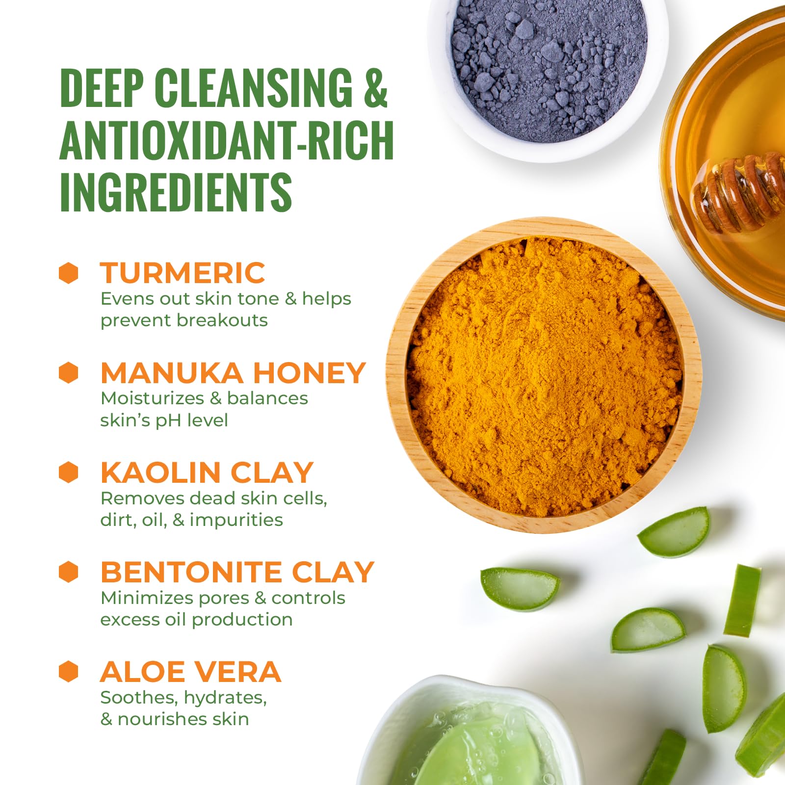 Wild Naturals Turmeric Clay Mask for Acne & Dark Spots – Gentle Vitamin E Formula