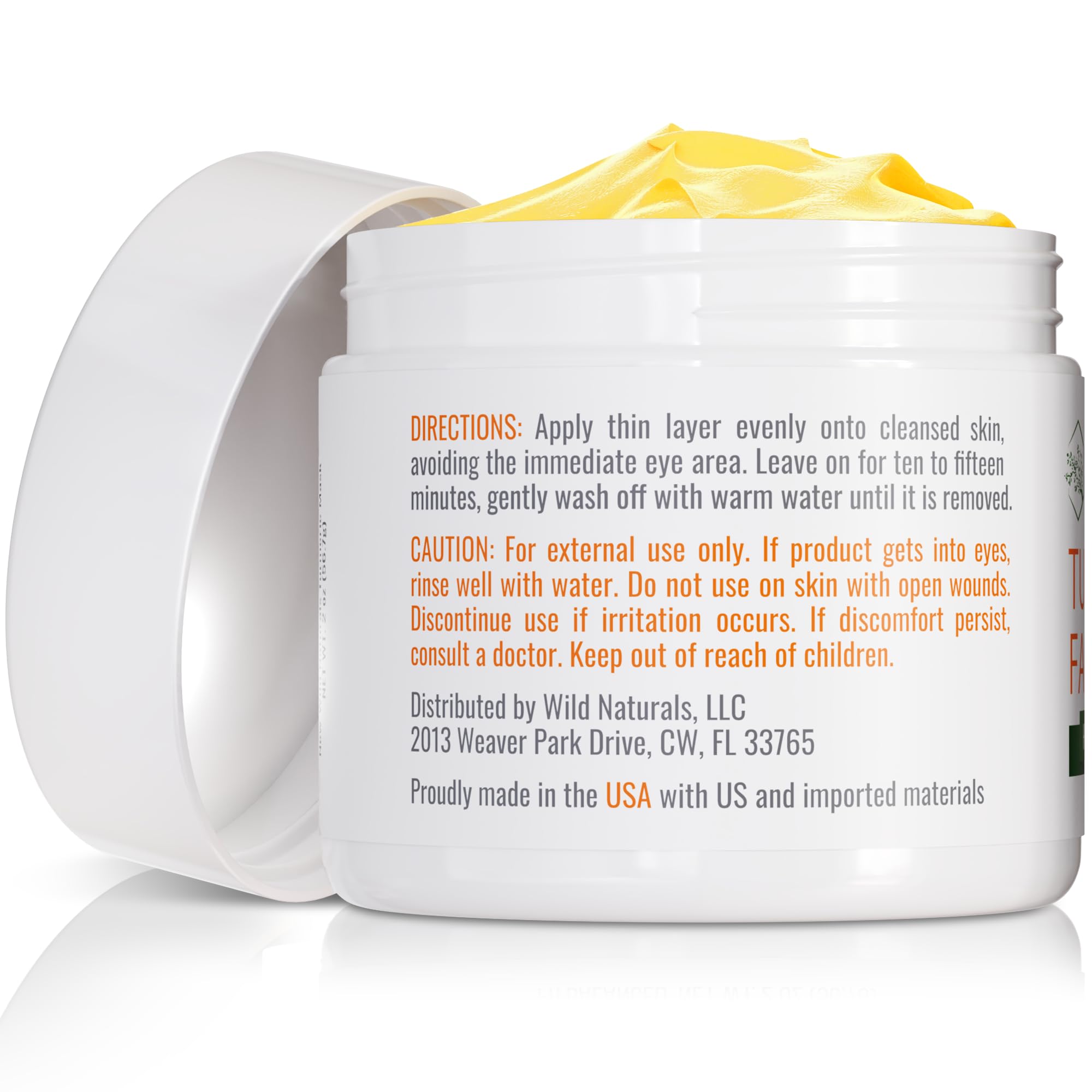 Wild Naturals Turmeric Clay Mask for Acne & Dark Spots – Gentle Vitamin E Formula
