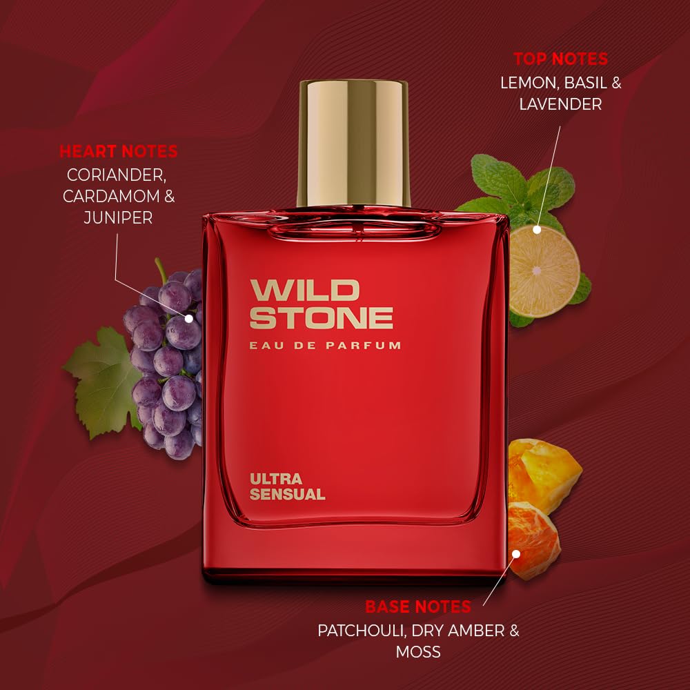 Wild Stone Ultra Sensual EDP for Men | 3.38 oz / 100 ml | Intense Long-Lasting Woody & Warm Spicy Scent