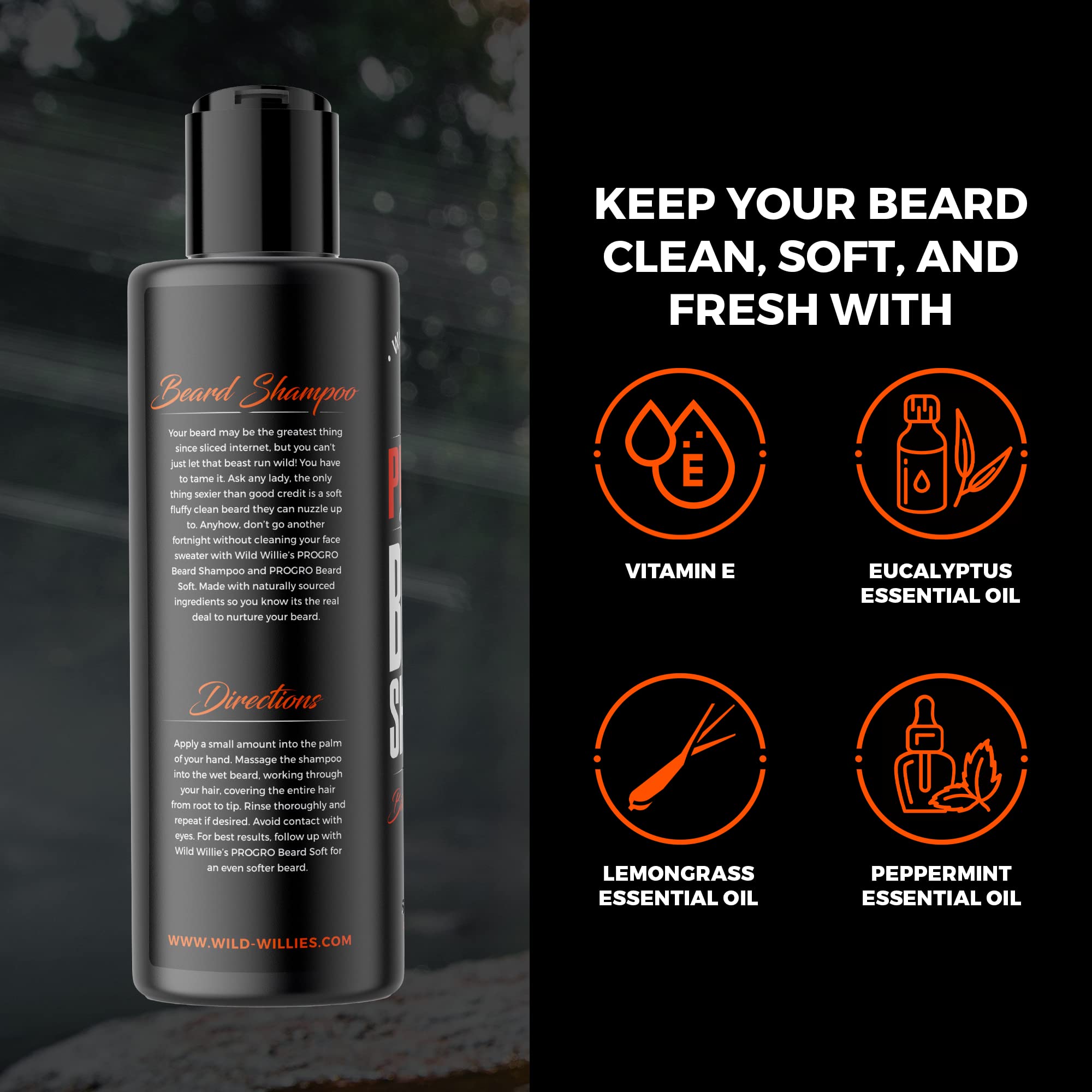 Wild Willies Beard Shampoo with Biotin & Caffeine – Nourishes & Strengthens