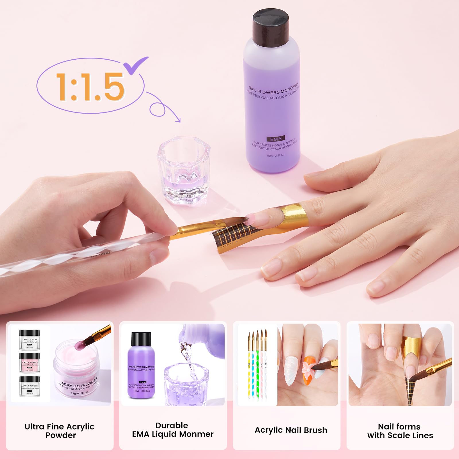 Wilfniee Nail Kit for Beginners – All-in-One Acrylic Starter Set with Drill, UV/LED Lamp, and Gift Bag