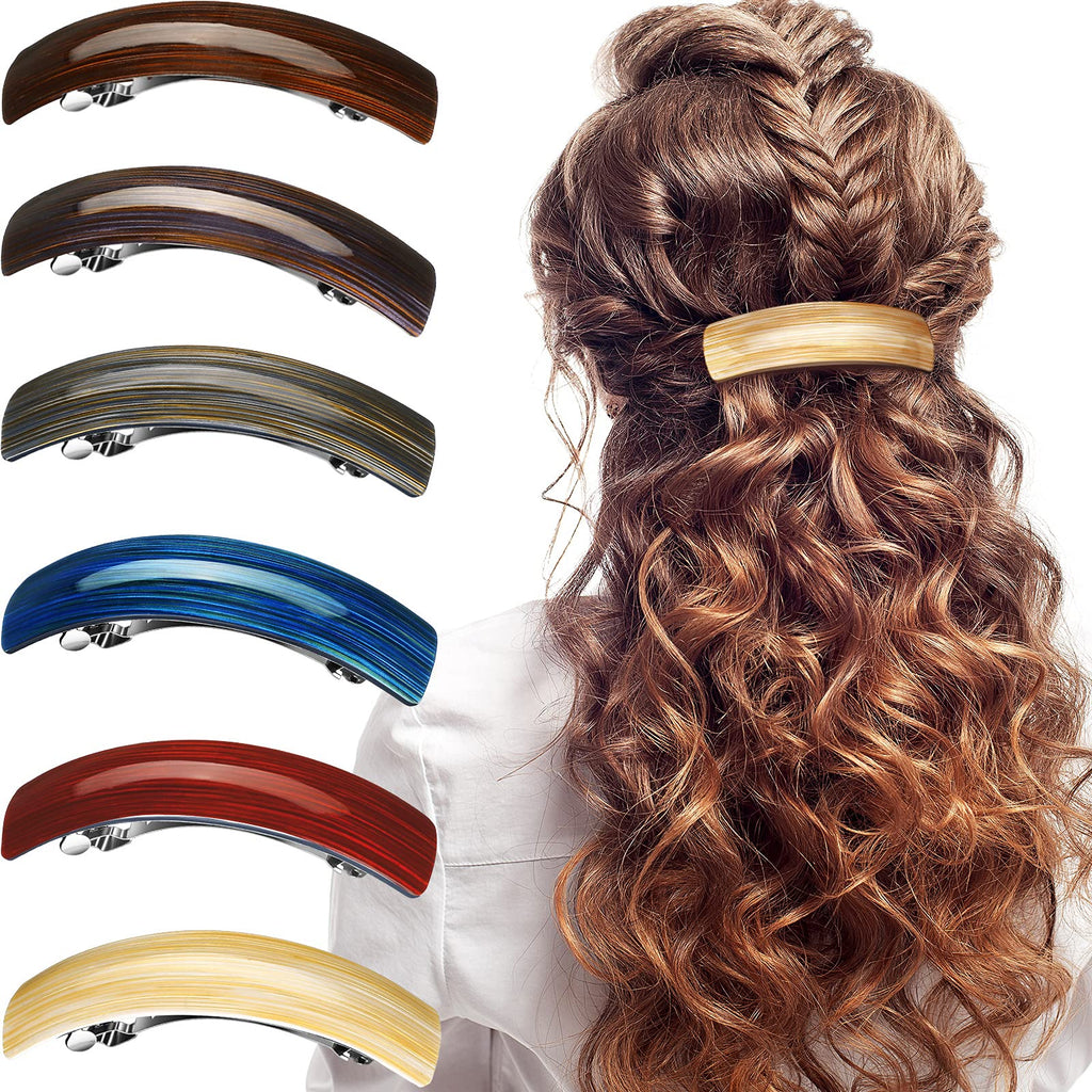 WILLBOND 6 Pcs Hair Barrettes for Women - Large Retro Clips in Six Colors