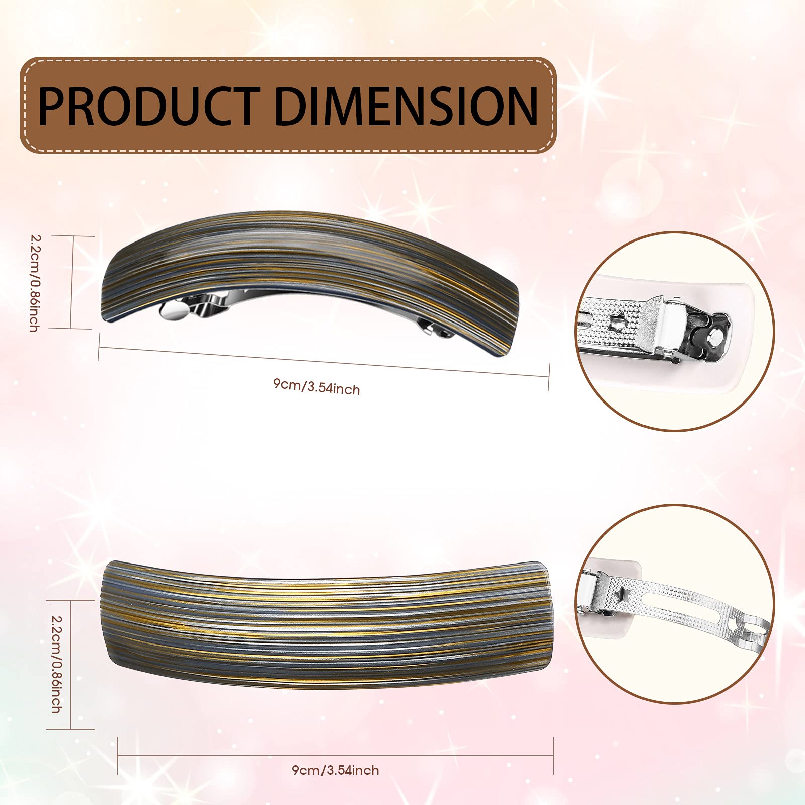 WILLBOND 6 Pcs Hair Barrettes for Women - Large Retro Clips in Six Colors