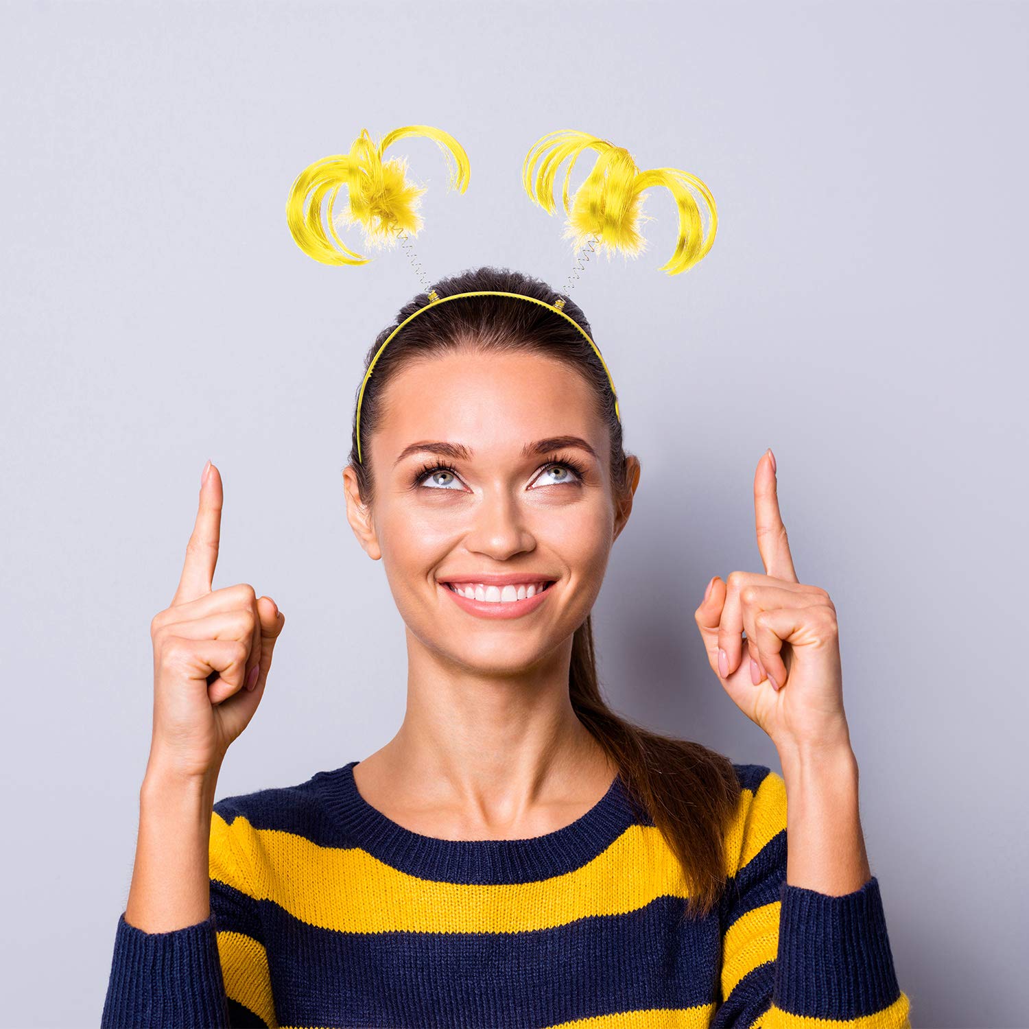 WILLBOND 3-Piece Yellow Faux Feather Ponytail Headband – Halloween Costume Accessory