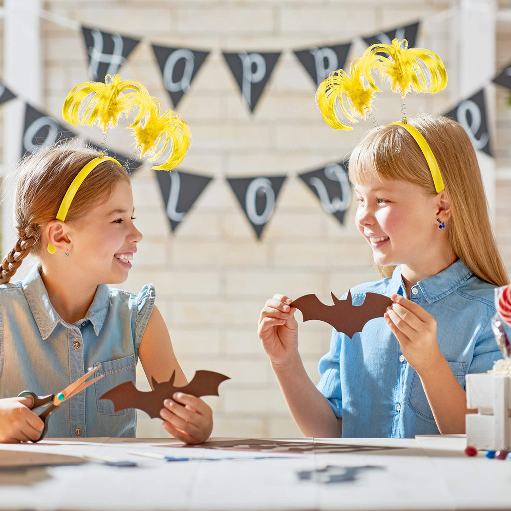 WILLBOND 3-Piece Yellow Faux Feather Ponytail Headband – Halloween Costume Accessory