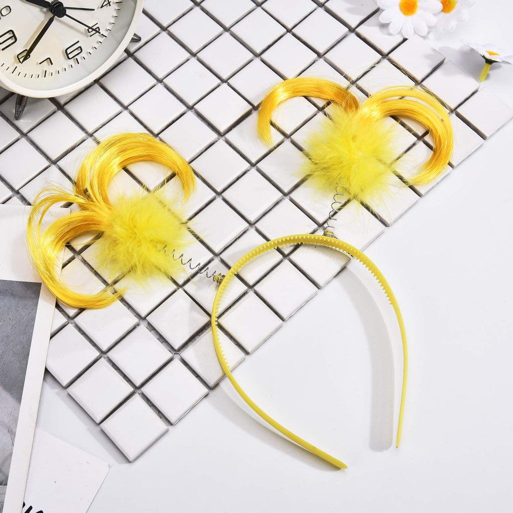 WILLBOND 3-Piece Yellow Faux Feather Ponytail Headband – Halloween Costume Accessory