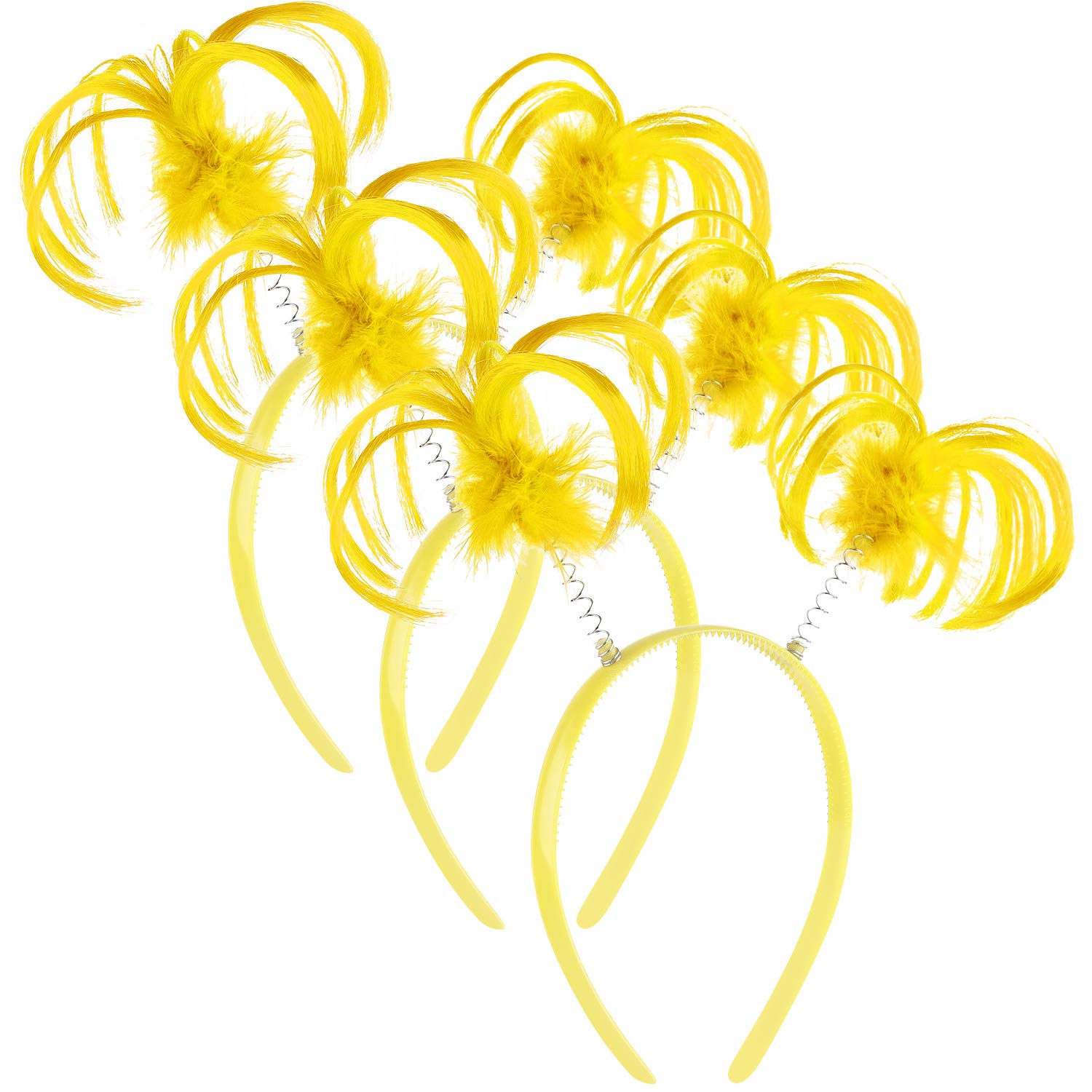 WILLBOND 3-Piece Yellow Faux Feather Ponytail Headband – Halloween Costume Accessory
