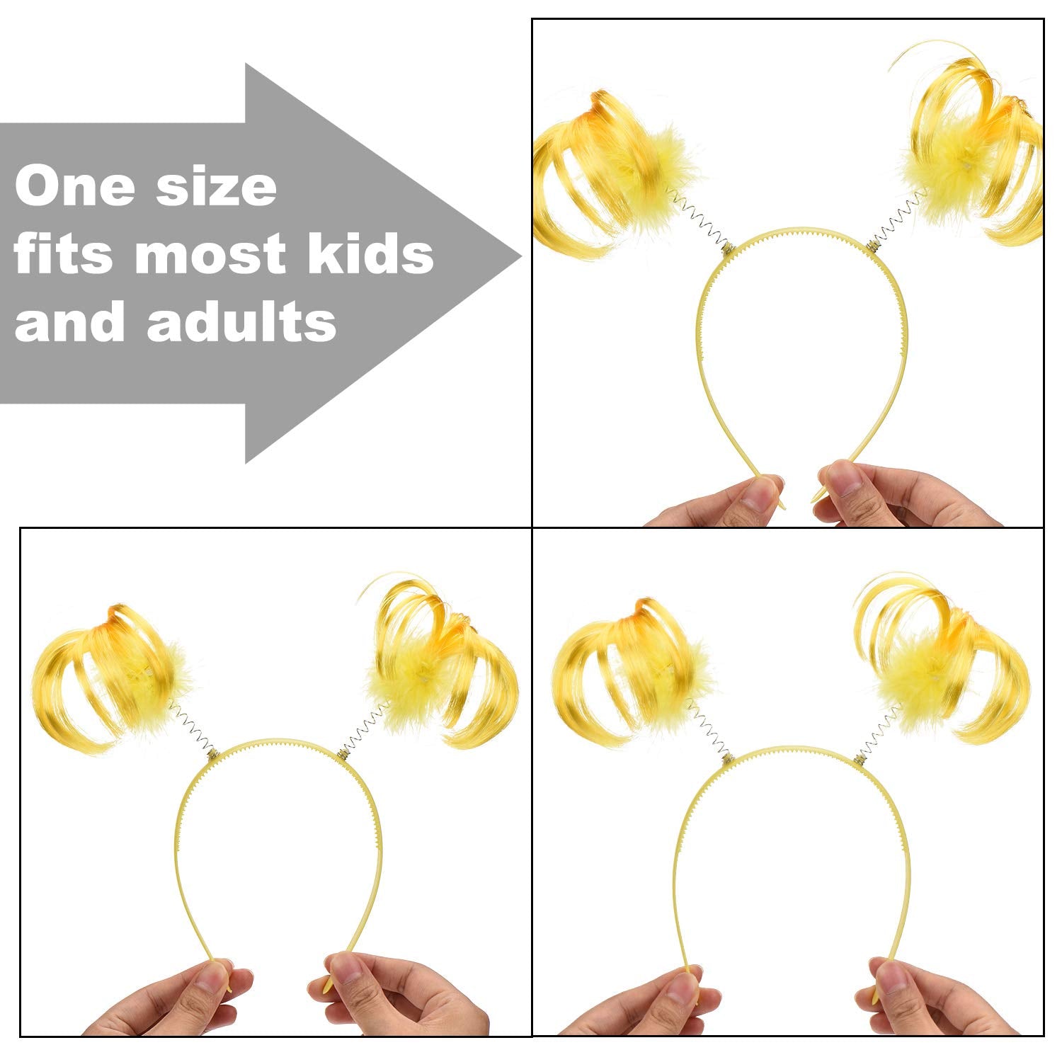WILLBOND 3-Piece Yellow Faux Feather Ponytail Headband – Halloween Costume Accessory