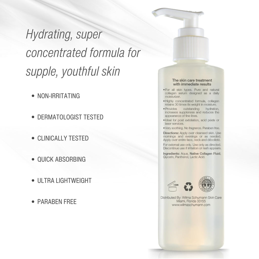 WILMA SCHUMANN Collagen Hydrating Serum – Lightweight Face Serum with Hyaluronic Acid, 8 oz