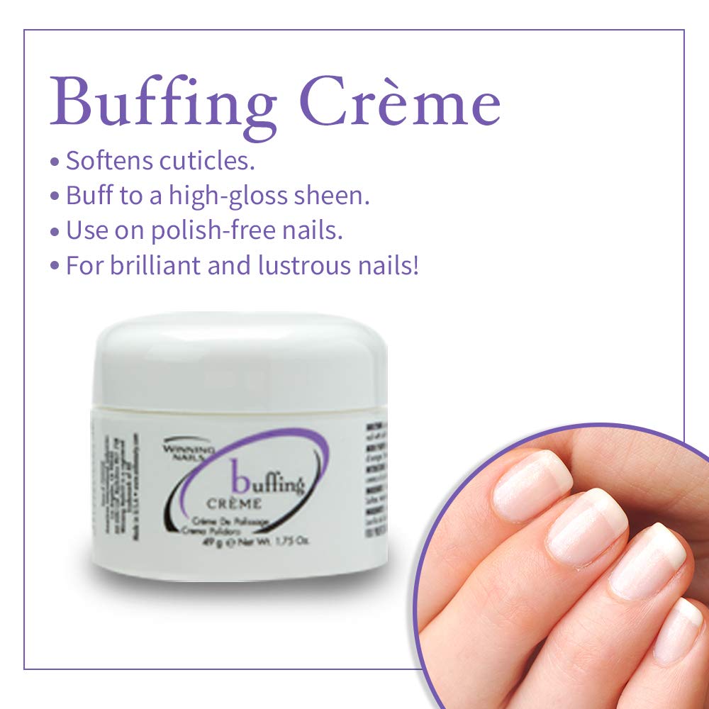 Winning Nails Chamois Buffer & Buffing Cream – Natural Ridge Smoothing & High-Gloss Shine | 1.75 Oz Set