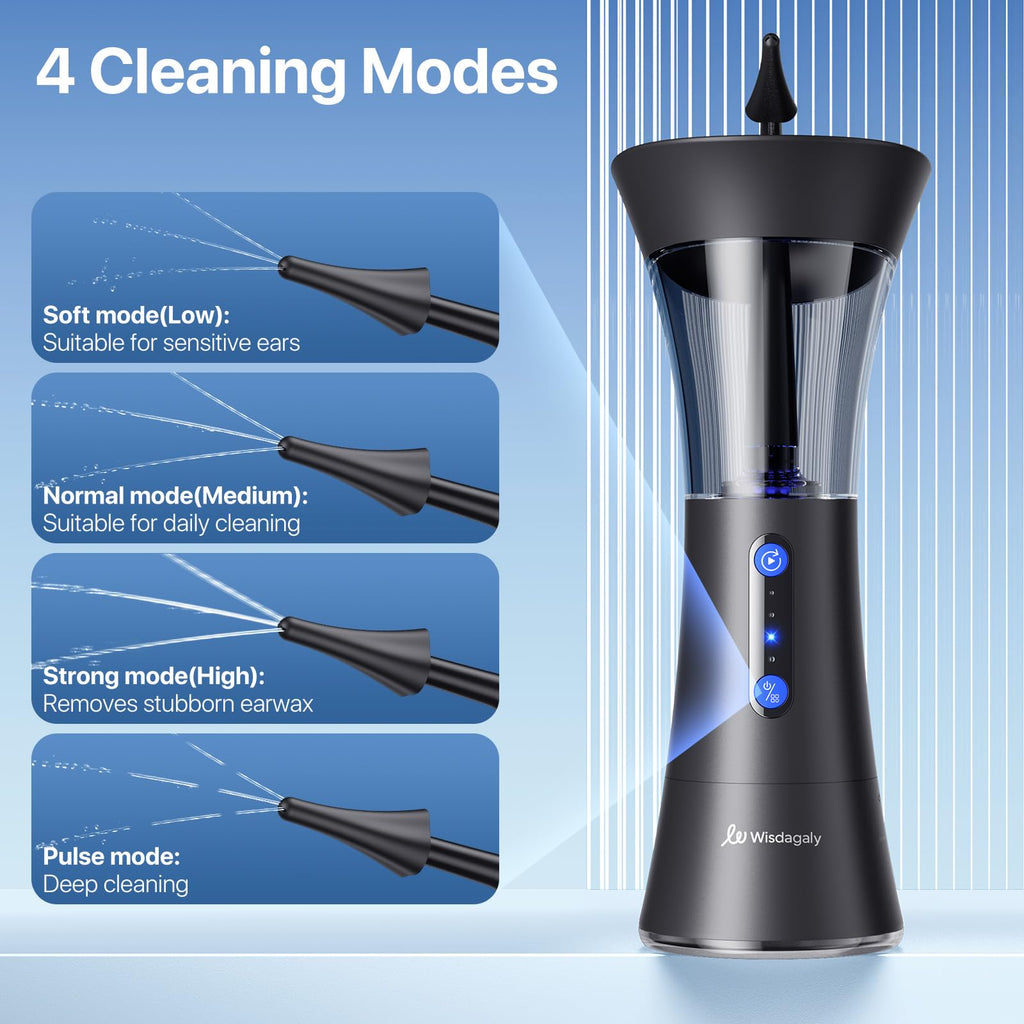 Wisdagaly Ear Cleaner – Upgraded Dual Water Tank, 4 Modes, USB-C