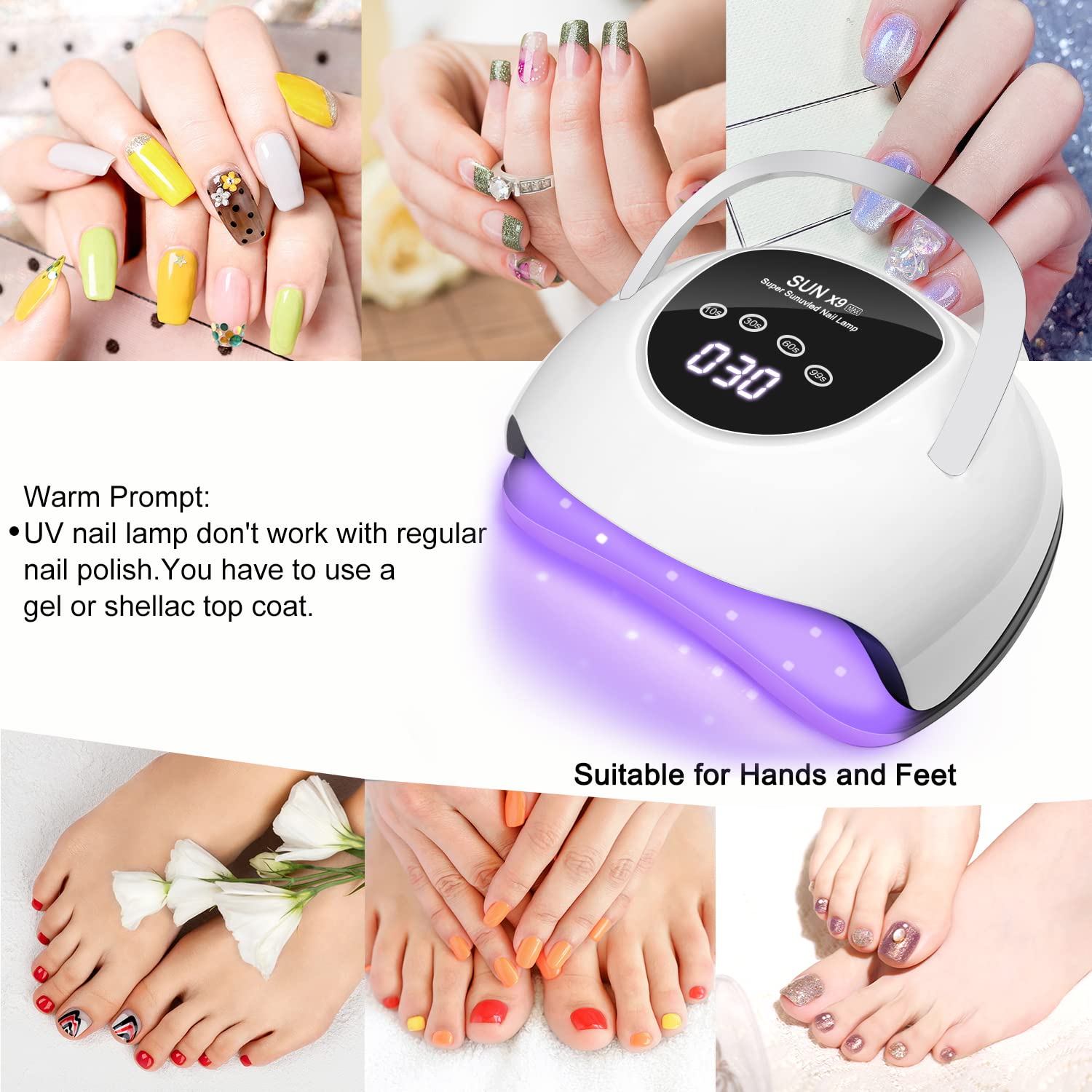 Wisdompark LED Nail Lamp 220W – Fast Gel Curing, 57 LEDs, 4 Timers, Home Salon