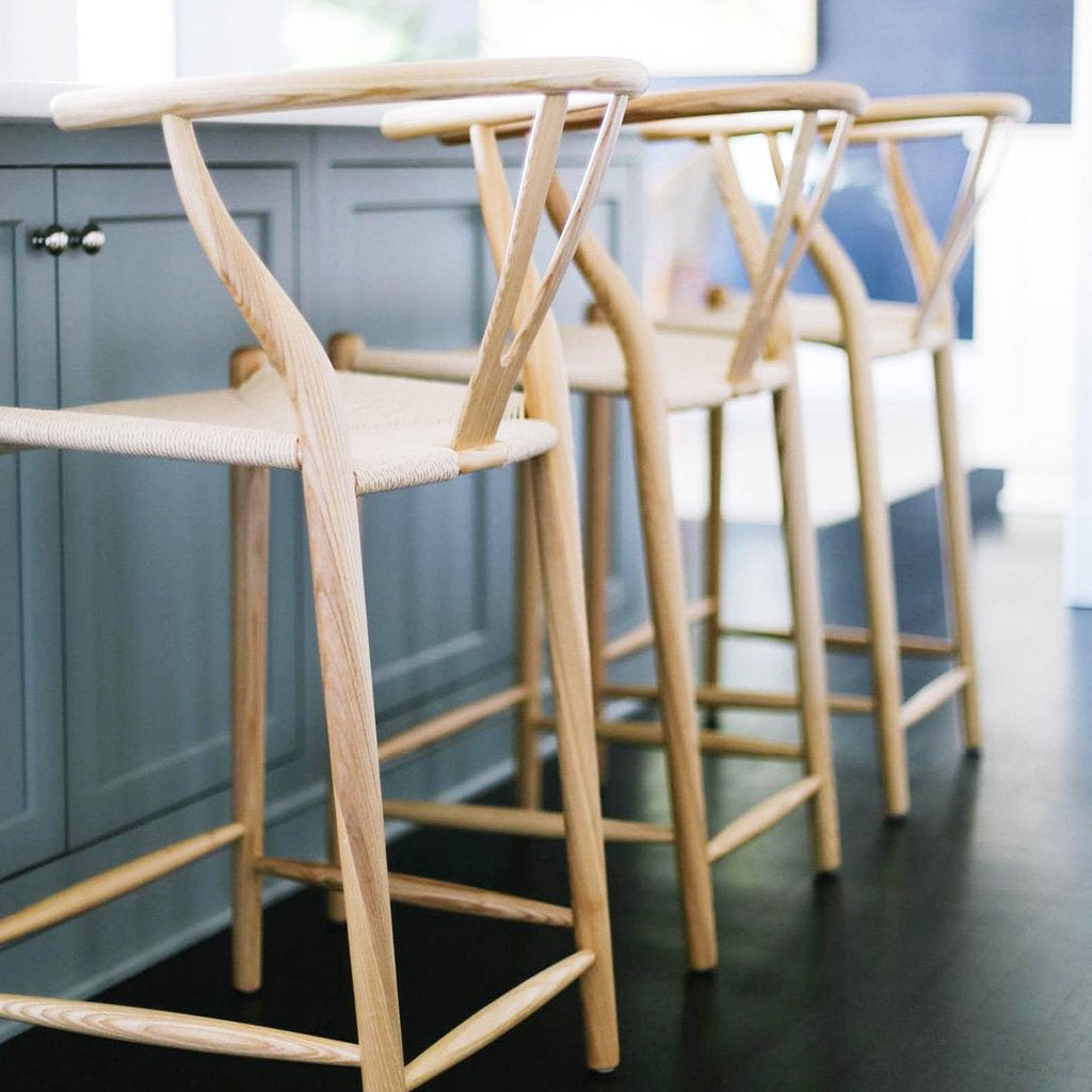 Wishbone Classical Bar Stool, Black Ash