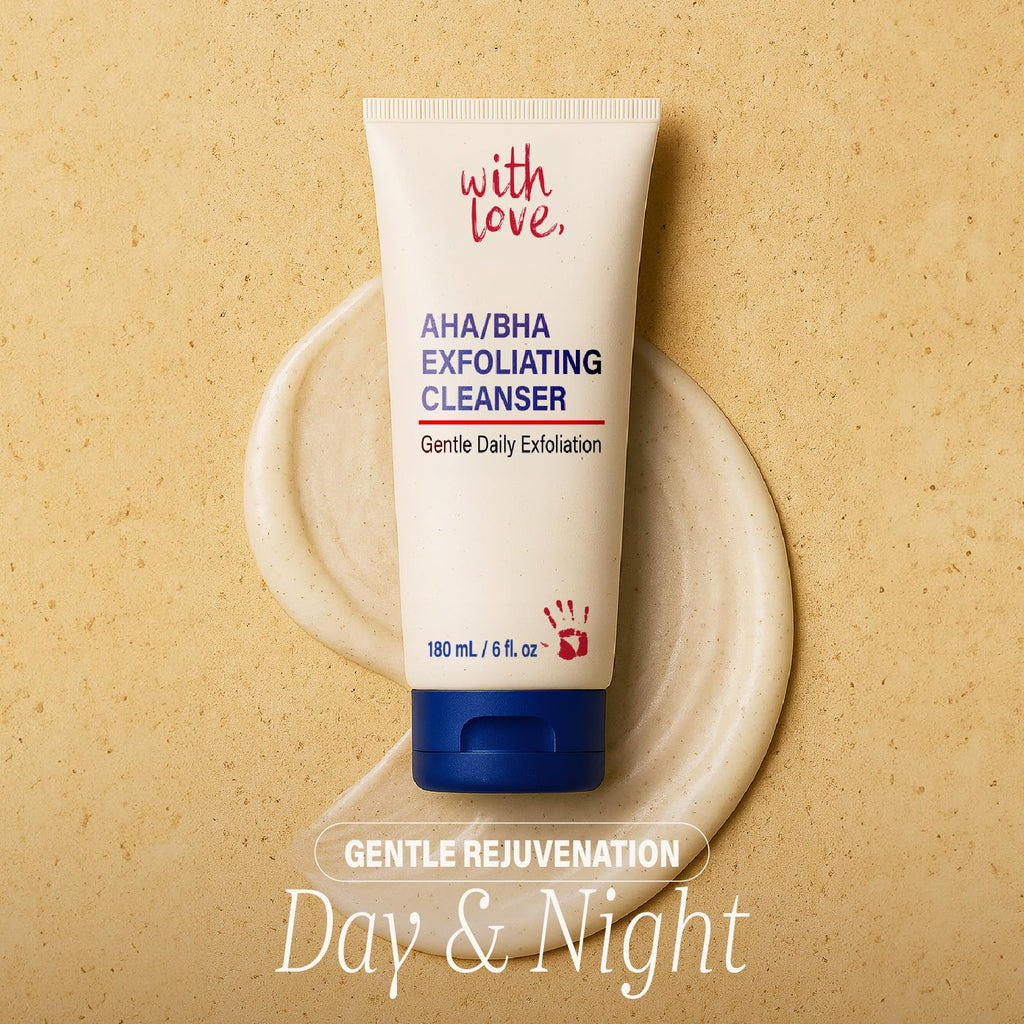 With Love AHA/BHA Daily Exfoliating Face Wash - Gentle Acne-Prone Skin Cleanser