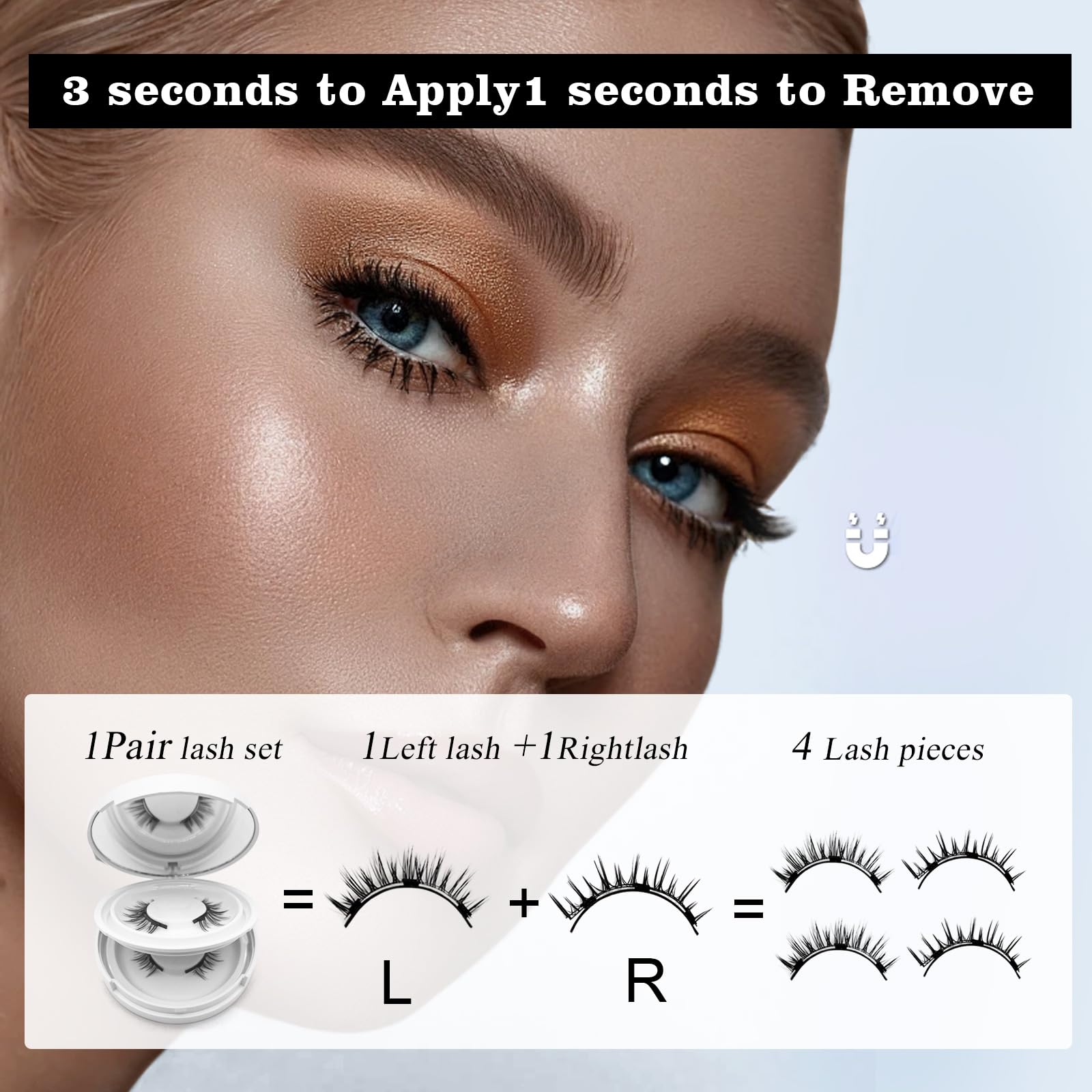 witpiny Hunnyfit Magnetic Lashes – Natural Look, No Glue, Reusable Eyelashes Kit with Applicator