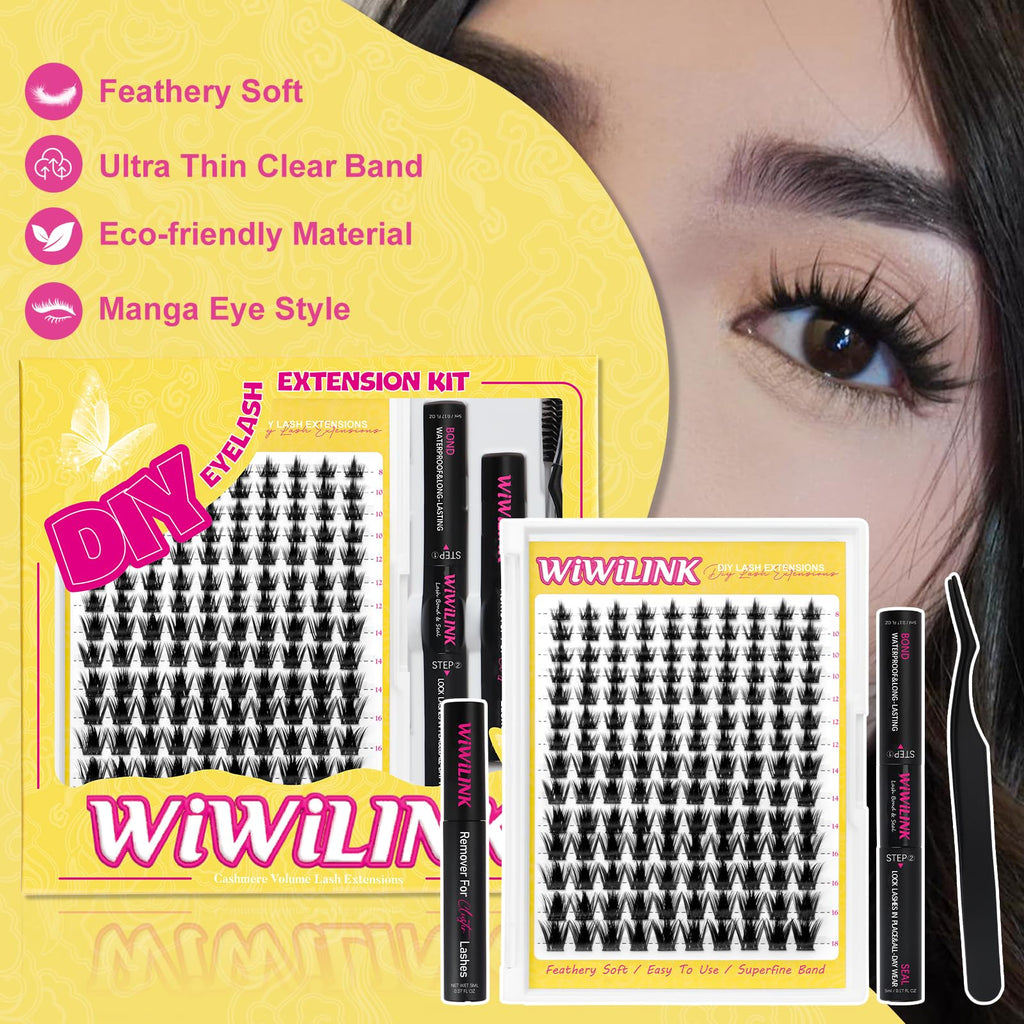 WiWiLINK California Sunset Kit - Manga Lash Clusters 8-18mm - Wispy DIY Eyelash Extensions