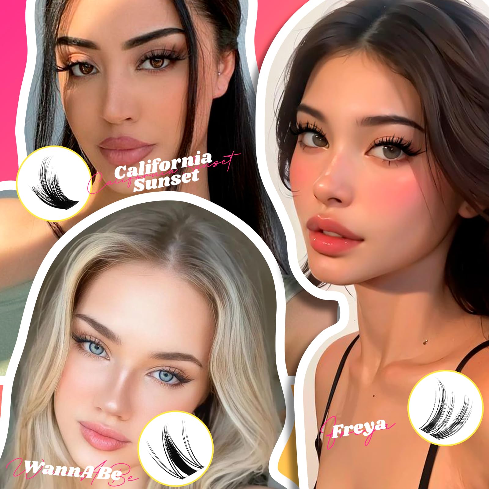 WiWiLINK California Sunset Kit - Manga Lash Clusters 8-18mm - Wispy DIY Eyelash Extensions