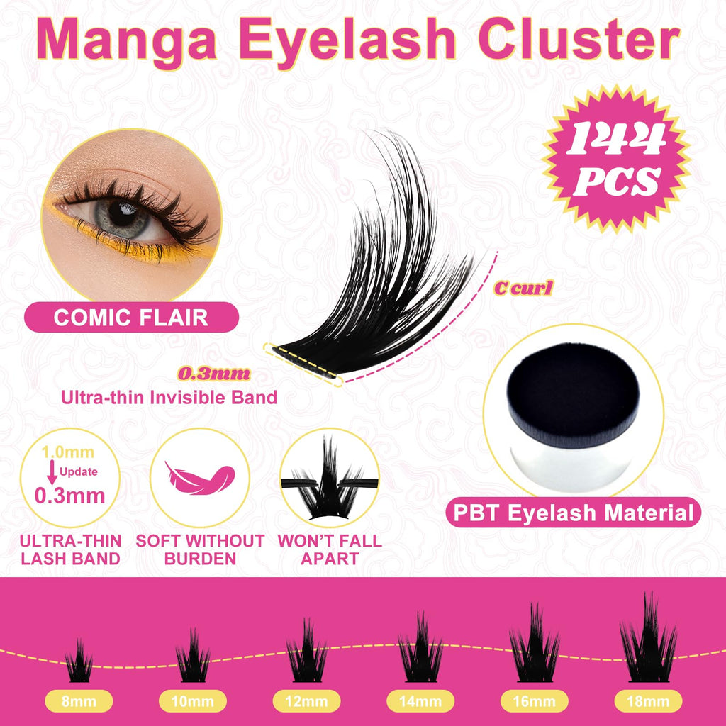 WiWiLINK California Sunset Kit - Manga Lash Clusters 8-18mm - Wispy DIY Eyelash Extensions